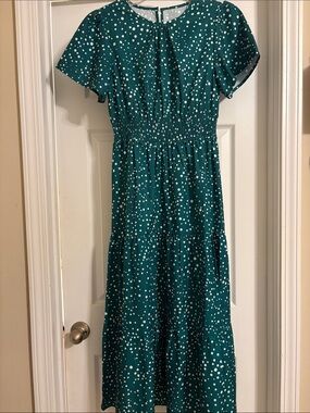 Green Polka Dot Midi Dress